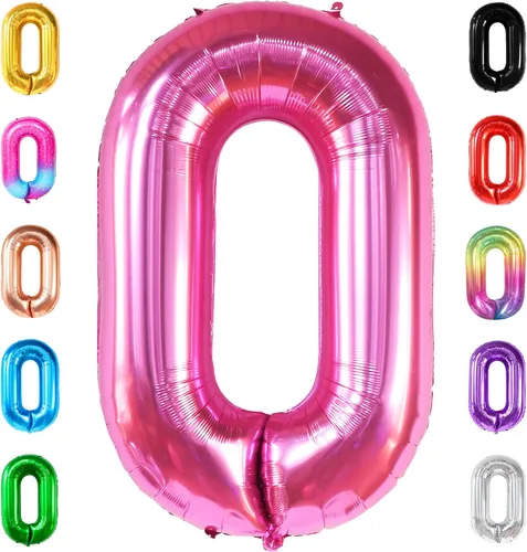Miniatura 93 de Globo gigante plateado del número 0 de 40 pulgadas – Globo Mylar del número 0 Globo plateado 0 para decoraciones de fiesta Globo plateado