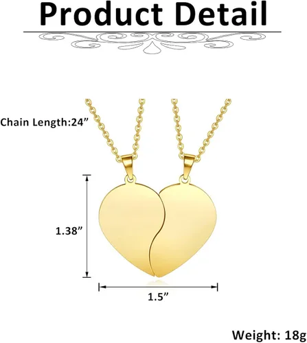 Miniatura 7 de Personalized Master Collar a juego personalizado para parejas, de acero inoxidable, rompecabezas de corazón para él y ella, collar de pareja