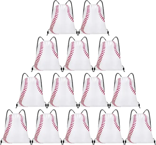 Grneric 14 bolsas de béisbol con cordón para fiestas, bolsas de regalo, bolsa de cincha para equipos deportivos, suministros de cumpleaños (béisbol)
