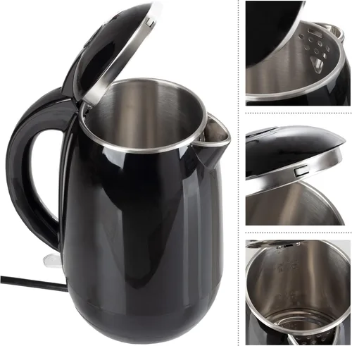 Miniatura 5 de Hervidor eléctrico – Calentador de agua de ebullición rápida con apagado automático con interior de acero inoxidable y construcción de doble pared