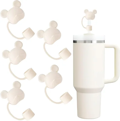 Miniatura 24 de Juego de 4 fundas de popote con diseño de estrella compatibles con vasos Stanley de 30 y 40 onzas, reutilizables, bonitas puntas de popote