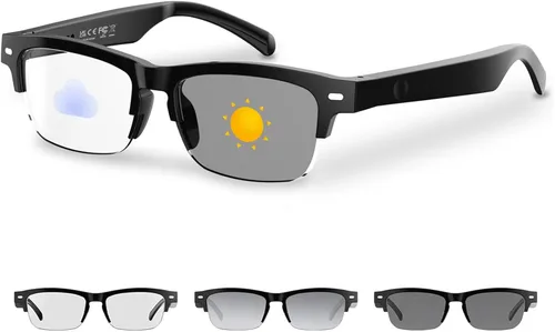 Miniatura 14 de GenXenon - Lentes inteligentes Bluetooth, gafas de audio Bluetooth para mujeres y hombres, sonido de oído abierto con micrófono y altavoces, manos