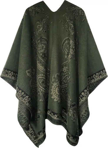Miniatura 58 de Urban CoCo Poncho de colores para mujer, chal con frente abierto, color en bloques