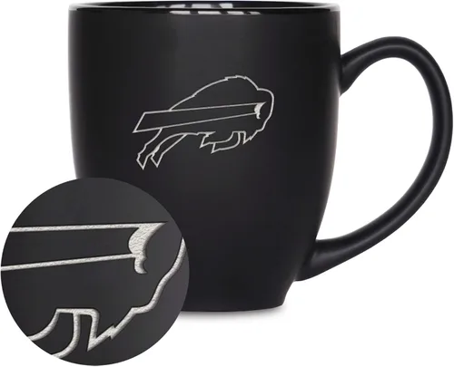 Miniatura 16 de Rico Industries Taza Bistro Mate Negra de Fútbol Americano NFL de 15 onzas - Para Bebidas Calientes o Frías - Logotipo del Equipo Grabado para una