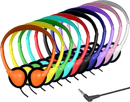 Miniatura 9 de Paquete de 30 auriculares para niños a granel para el aula escolar, auriculares con cable para niños, estudiantes, niños pequeños, adolescentes
