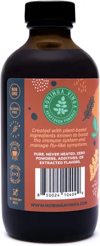 Miniatura 6 de VINGA Vinagre de sidra de manzana crudo de lava con moringa oleifera prensada en frío, 8 onzas, remedio natural para el resfriado y la gripe