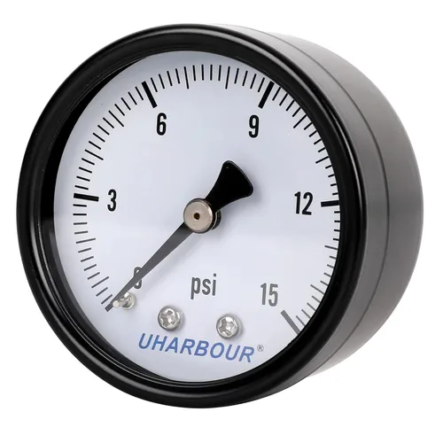 Miniatura 3 de Manómetro de presión de agua para gas y agua (15 psi) escala única con conexión trasera NPT de 1/4