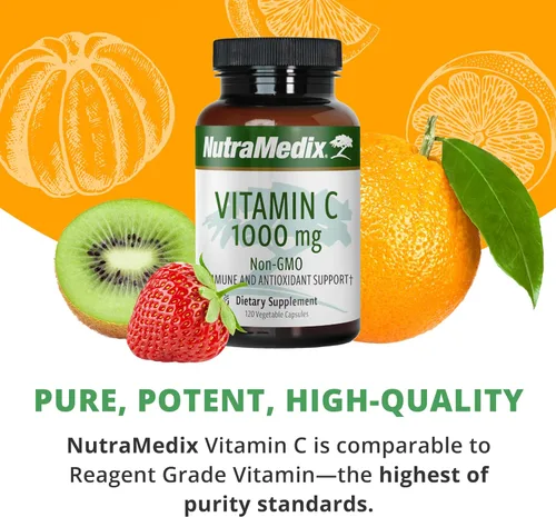 Miniatura 6 de NutraMedix Vitamina C 1000 mg – Suplemento antioxidante para apoyo inmunológico y salud cardíaca – Vitamina C de ácido ascórbico – Vegano, sin OMG