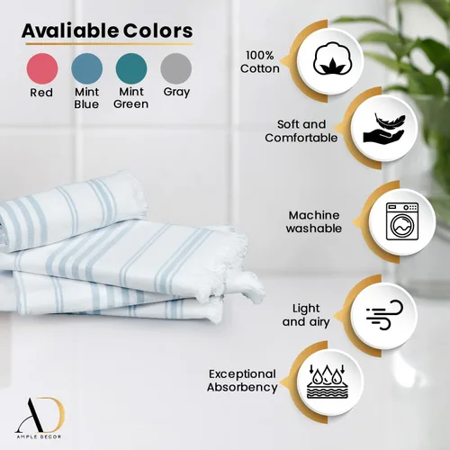 Miniatura 3 de Ample Decor Toallas de mano de algodón de 16 x 28 pulgadas, estilo turco, de secado rápido, toallas multiusos de cocina y baño, certificado Gris