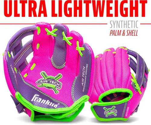Miniatura 2 de Guante de béisbol Franklin Sports Air Tech con pelota - Béisbol para niños - Espuma Air Tech suave Rosado/Púrpura