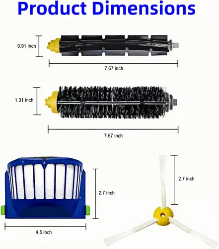 Miniatura 8 de Para Roomba 600 Series piezas de repuesto 32 piezas, kit combinado con cepillo lateral y filtros, cepillo para alfombras de pelo de mascotas, suelos