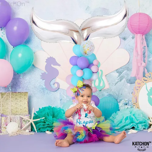 Miniatura 2 de KatchOn Globo azul con cola de sirena de 25 pulgadas, paquete de 6, globos para guirnalda de sirena, globo de aluminio para decoraciones