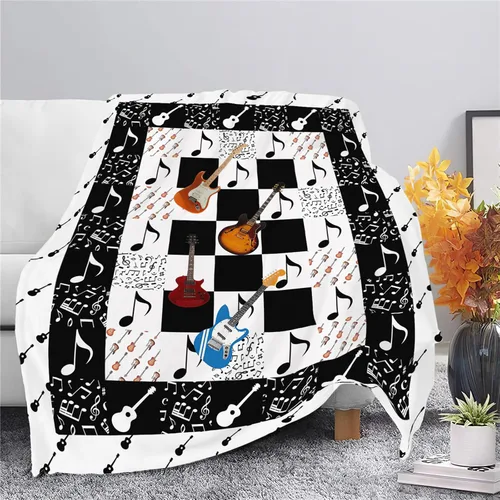 Miniatura 3 de Manta de guitarra, nota musical, guitarra, instrumentos musicales, manta de regalo para niños, niñas, niños, adultos, mujeres, hombres, súper suave