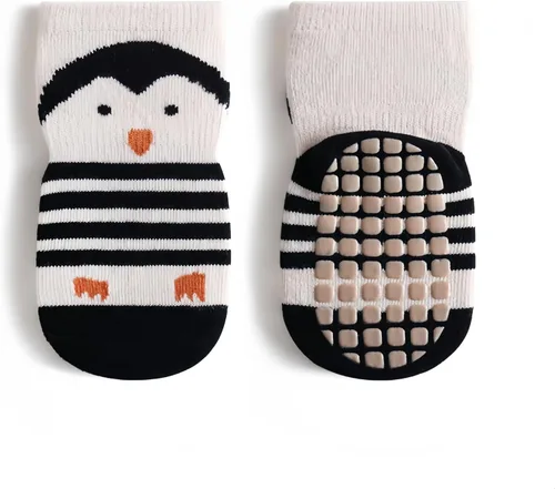 Calcetines para bebé, antideslizantes, mezcla de algodón, elásticos, unisex para niños y niñas, de 0 a 5 años (paquete de 2 pares)