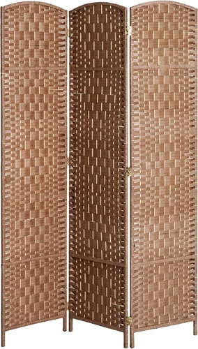 Miniatura 11 de HOMCOM Divisor de habitación, 3 paneles, pantalla de privacidad plegable de 6 pies de alto, partición independiente tejida a mano para separación