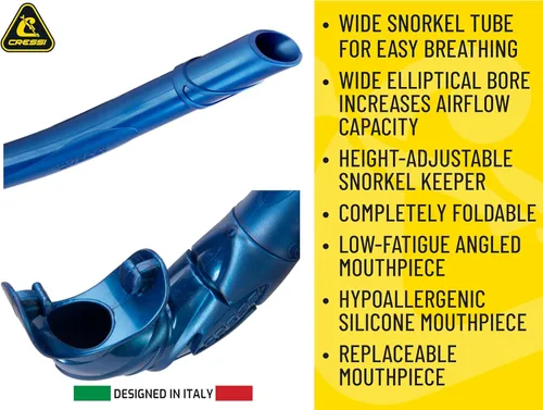 Miniatura 5 de Cressi Esnórquel Corsica Premium Ultra Flexible (Hecho en Italia) (Azul Nery)