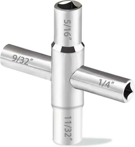 Juego de llaves sillcock de 4 vías - 1/4", 9/32", 5/16", 11/32" llave de agua de sillcock de acero para válvula, grifo, gabinete de apertura y