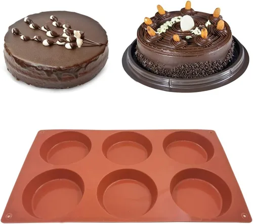 Miniatura 4 de DaKuan - 3 paquetes de 6 moldes de silicona grandes de disco redondo para dulces, moldes antiadherentes para hornear, molde para pastel de mousse