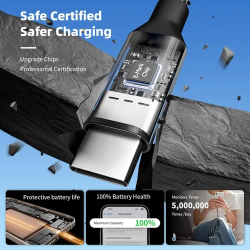 Miniatura 4 de Cable de carga múltiple USB C Splitter 1 paquete, cable de carga USB A/C a USB C, cable de carga dual tipo C, cable de carga múltiple 4 en 2 con 4