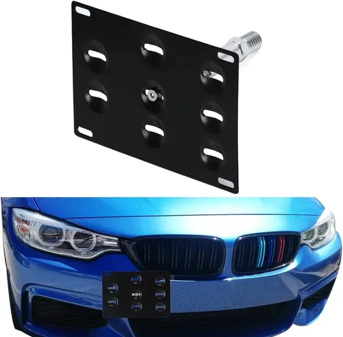 PTNHZ Soporte de Placa de Matrícula de Gancho de Remolque de Parachoques Delantero de Aluminio Compatible con BMW F-Series 11-on F30 F31 F10 F11 F07