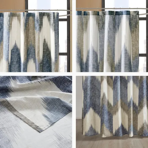 Miniatura 5 de INK+IVY Alpine - Cortina de ducha de algodón impresa con patrón abstracto moderno, lavable a máquina, decoración de baño para el hogar, 72 x 72 Azul