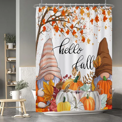 Miniatura 120 de Cortina de ducha de fantasma y gato negro para niños, 36 x 72 pulgadas, espeluznante y bonita, cortina de baño de Halloween con 6 ganchos, cortina