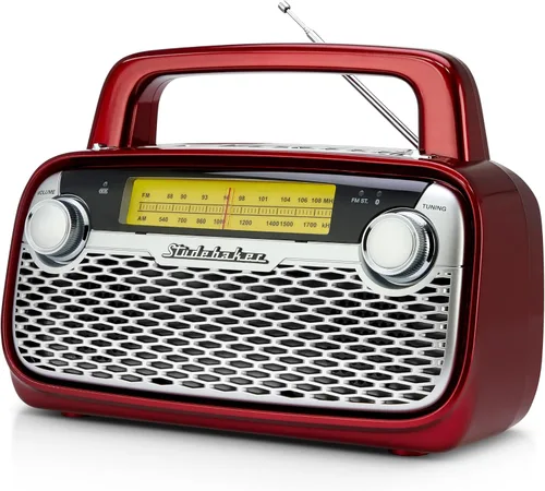 Miniatura 6 de Studebaker SB2006 Altavoz Bluetooth con radio portátil AM/FM Transmisión Bluetooth, batería recargable y alta potencia (negro)