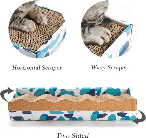 Miniatura 2 de PEEKAB Rascador de cartón reversible para gatos, almohadilla para rascar para gatos, cartón corrugado, incluye hierba gatera