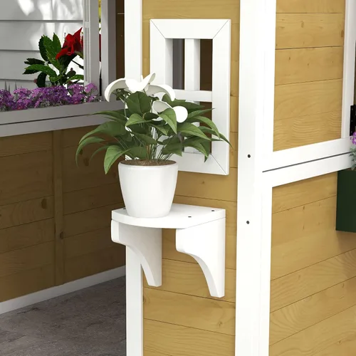 Miniatura 9 de Outsunny - Casa de juegos para niños al aire libre, casa de juegos de madera con puerta holandesa, ventanas, soportes para flores y cajas para niños