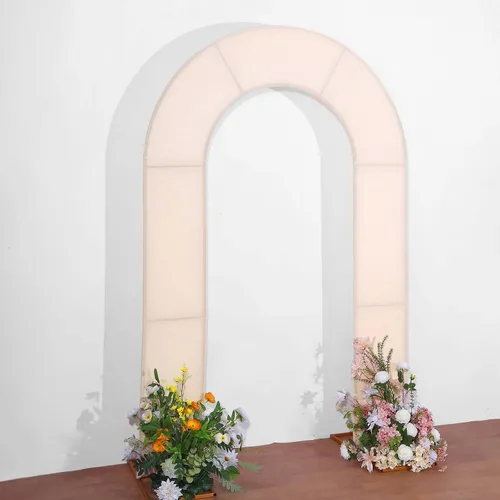 Miniatura 17 de Efavormart - Funda de arco abierto de elastano beige de 7 pies, doble cara, ajuste cómodo, en forma de U, para bodas escandalosas y decoración