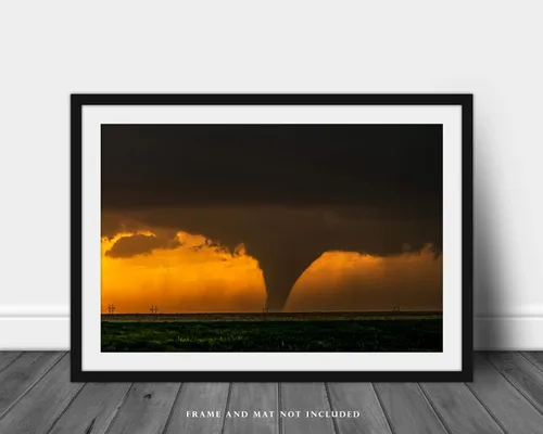 Miniatura 3 de Storm Photography Print (Not Framed) Picture of Tornado Silhouette at Sunset on Stormy Evening in Kansas Thunderstorm Wall Art Nature Decor (4" x 6")