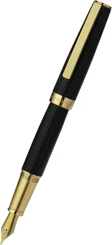 Miniatura 11 de Hongdian 1845 - Pluma estilográfica de punta extrafina, color negro a rayas doradas, instrumento de escritura sólido con estuche para bolígrafo