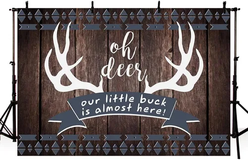 Miniatura 8 de MEHOFOND 7 x 5 pies rústico Oh Deer Baby Shower fondo de madera It's a Boy Buck On The Way Baby Shower Antlers Woodland telón de fondo decoración