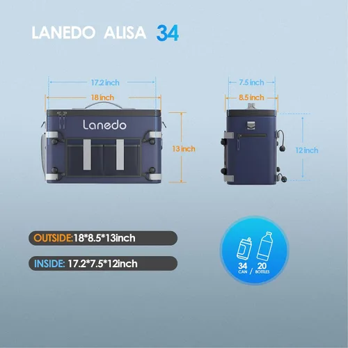 Miniatura 2 de Deep Freeze Cooler - Bolsa enfriadora de lados suaves, baúl de hielo plegable con aislamiento para 34 latas, enfriador grande a prueba de fugas