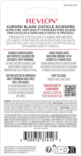 Miniatura 9 de Revlon Tijeras para cutículas, hoja curvada de acero inoxidable ultrafina para cutículas limpias y recortes de uñas colgantes, herramienta