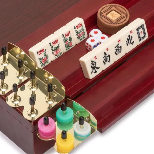 Miniatura 2 de Juego de Mahjong americano con 166 fichas con repisa. Clásico.