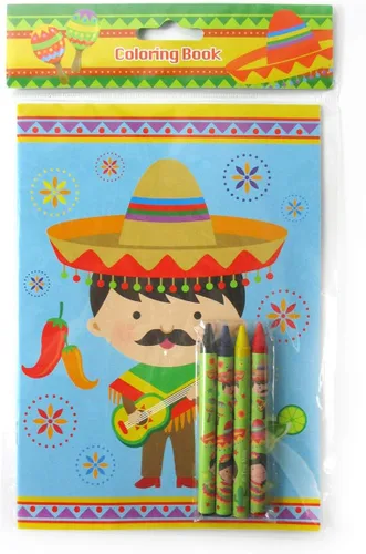 Miniatura 6 de TINYMILLS Juego de libros para colorear de fiesta mexicana para niños, recuerdos de fiesta con 12 libros para colorear y 48 crayones para fiesta