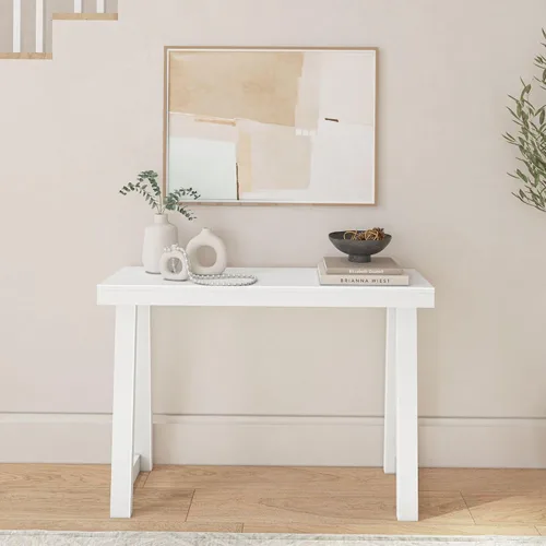Miniatura 3 de Plank+Beam Mesa consola de madera maciza, 36 pulgadas, mesa de sofá, mesa de entrada estrecha para pasillo, detrás del sofá, sala de estar, Negro