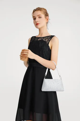 Miniatura 3 de YUWITA Bolso de noche con diamantes de imitación para mujer