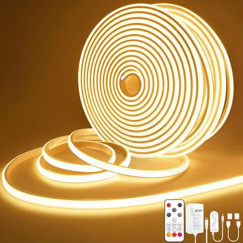 Miniatura 14 de Lamomo COB - Tira de luces LED, 9.84 pies, color blanco natural, regulable, autoadhesiva, con control remoto, flexible, cortable, impermeable, 4000