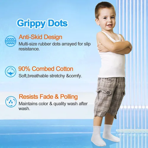 Miniatura 4 de GRPSKCOS Calcetines para bebés con agarre, 9 pares de calcetines antideslizantes para niños