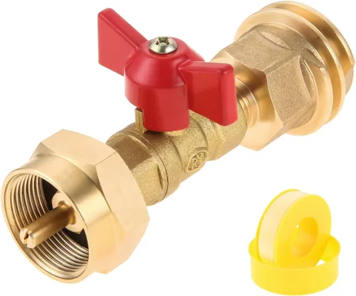 Adaptador de tanque de propano de 20 lb a 1 lb con válvula para cilindro desechable desechable de 1 lb / 16.4 oz, convertir CGA600 a rosca macho