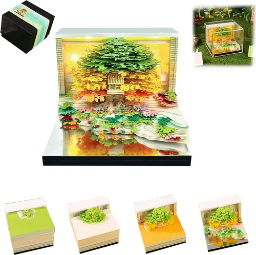 Miniatura 10 de Calendario 3D 2026, Calendario de Escritorio 2026, Bloc de Notas de Arte en Papel 3D Desmontable con Luces LED, Calendarios de Notas 3D Creativo