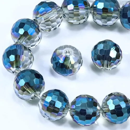 Miniatura 45 de Dowarm 150 PIEZAS Cuentas de cristal de vidrio redondas de 6 mm para hacer joyas, cuentas facetadas de cristal rondelle espaciadoras de color azul