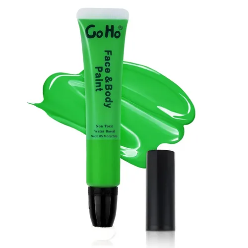 Go Ho Pintura facial verde Amazonas, pintura corporal crema a base de agua, lavable, altamente pigmentada, suave y segura para la piel, disfraces de