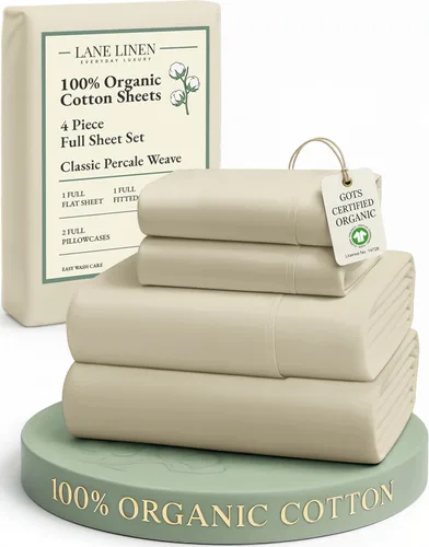 Miniatura 147 de LANE LINEN Sábanas 100% algodón orgánico para cama tamaño King, sábanas de percal suave, transpirables, de lujo, estilo hotelero, lavables a 09