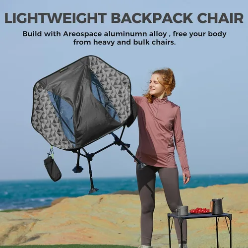 Miniatura 4 de ATEPA UFO3.0 Silla de mochilero ultraligera, 330 libras, silla de campamento plegable de aluminio aeroespacial de alta resistencia con asiento