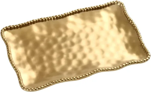 Miniatura 9 de Pampa Bay Bandeja mediana de porcelana chapada en titanio, 14.3 x 8 pulgadas, tono dorado mate, horno, congelador, apto para lavavajillas