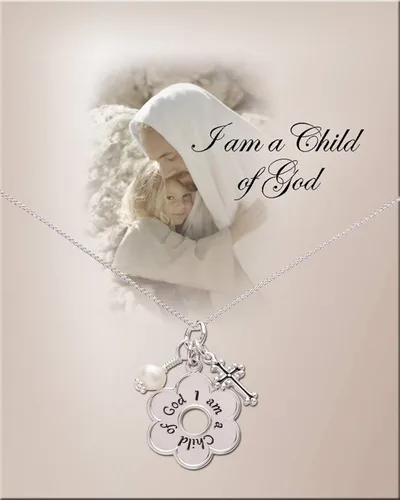 Miniatura 2 de Collar de plata de ley con diseño de margaritas "Soy un hijo de Dios" para niñas