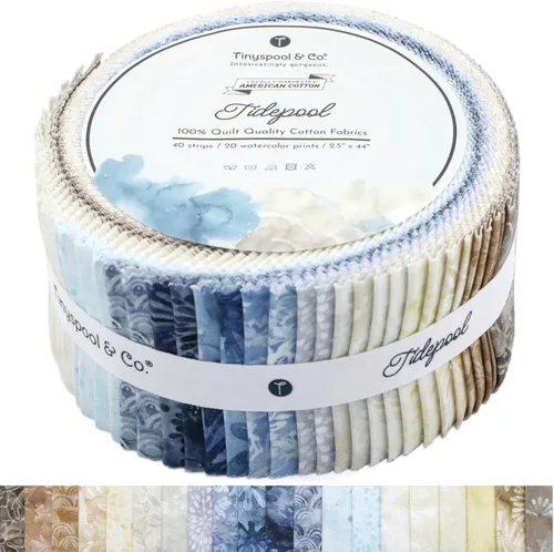 Miniatura 16 de Tinyspool & Co. Tiras de tela de rollo de gelatina para acolchar, manualidades y costura, paquete surtido de 40 tiras, algodón suave para manta